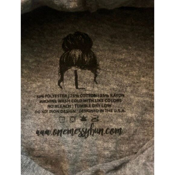 One Messy Bun Grey Gangster Wrapper Graphic casual Hooded Long Sleeve Shirt lrg - Picture 8 of 8